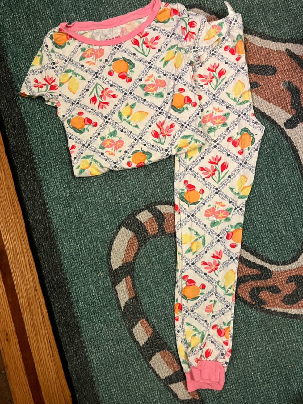 Penelope Mack Pink-Trim Fruit & Floral Kids Bandana
